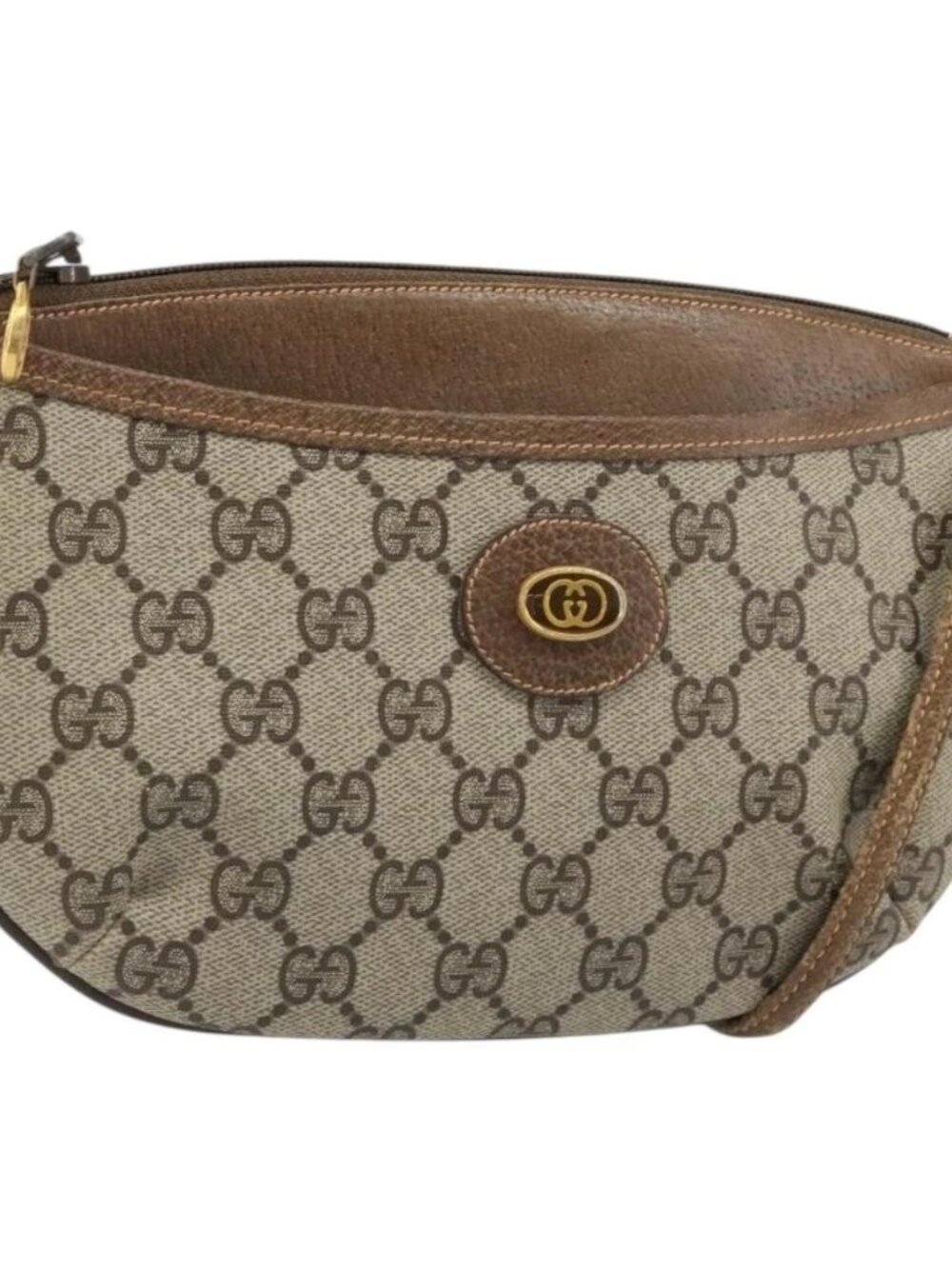 GUCCI GG Supreme Old Shoulder Bag PVC Beige Gold 378 02 020 Auth am11912